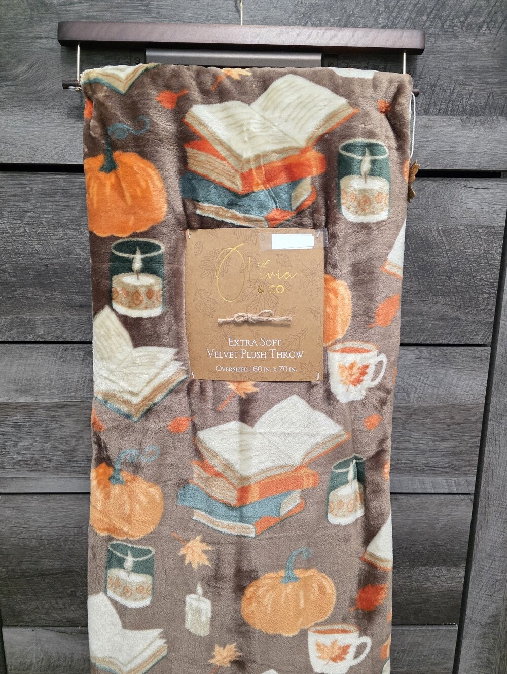 Fall Pumpkin Books Leaves Extra Soft Velvet Plush Throw Blanket Halloween New